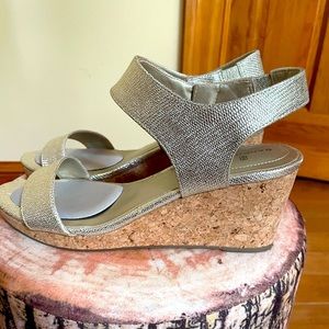 Bandolino ankle strap cork wedges